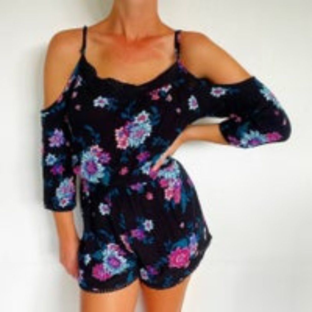 Mudd Off the Shoulder Floral Romper
